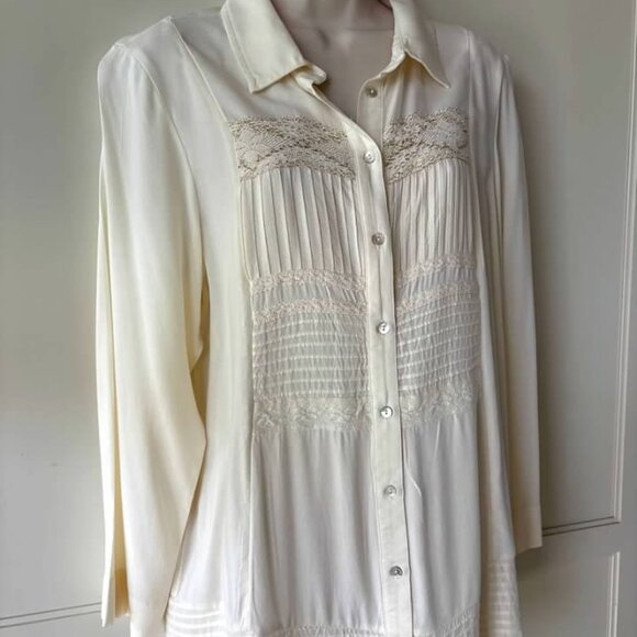 Soft Surroundings Sydney Ivory Pleated Tunic Top-NEW- SZ PM & PXL New in Package - Picture 1 of 4